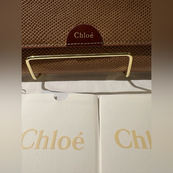 Chloé Brown lizard embossed Leather Continental Wallet w/ Dust Bag Auth - Picture 3 of 9